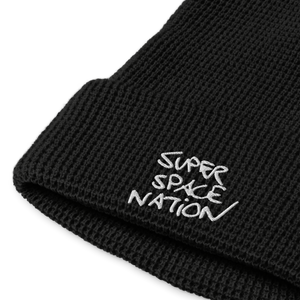 Super Space Nation - Embrodiered Black Waffle beanie